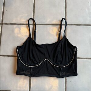 Auden Black Bra with Metallic Trim